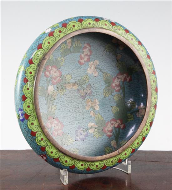 A Chinese cloisonne enamel compressed circular bowl, early 20th century, 21.5cm